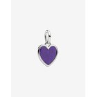 PANDORA Platinum Engravable Purple Heart Dangle Charm - PURPLE - One Size
