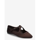 MANGO Satin Studded Ballerinas - DARK BROWN - 37