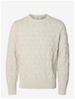 SELECTED Slmcarlos Ls Cable Crew Neck Noos - SILVER BIRCH - S