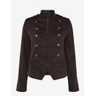 MANGO Denim Jacket With Band Collar - DARK BROWN - S