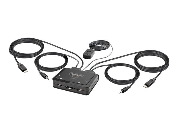 StarTech 2-Port USB-C KVM Switch 4K 60Hz DP 1.2m Cables