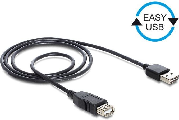 DeLOCK EASY-USB 2.0-A - USB 2.0-A, 2m USB-kaapeli USB A 0,48 Gbit/s Musta 83371