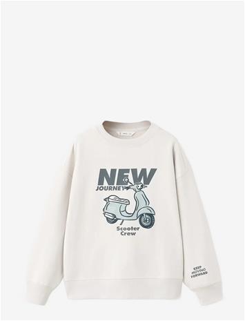 MANGO Printed Cotton Sweatshirt - NATURAL WHITE - 152