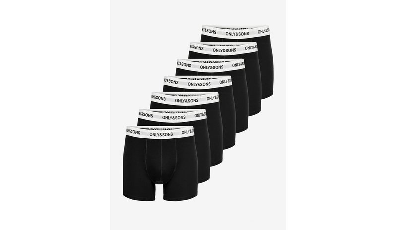 ONLY & SONS Onsfitz Solid Black Boxer 7-Pack Noos - BLACK - L