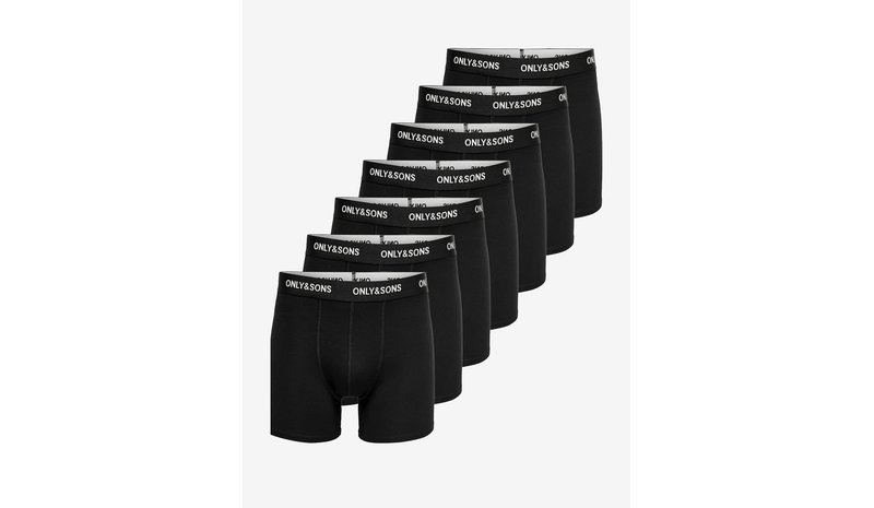 ONLY & SONS Onsfitz Solid Black Boxer 7-Pack Noos - BLACK - M