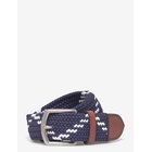 RALPH LAUREN GOLF Leather-Trim Webbed Belt - NAVY/WHITE - 40