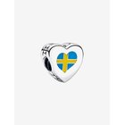PANDORA Sweden Flag Heart Sterling Silver Charm With Yellow And Blue Enamel - MULTICOLOR - One Size