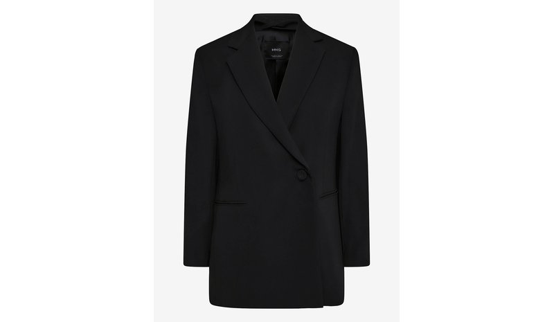 MANGO Double-Breasted Belted Suit Blazer - BLACK - S – kuva 1/2