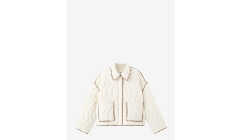 MANGO Contrast Piping Quilted Jacket - LIGHT BEIGE - M – kuva 1/1