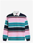 TOMMY JEANS Tjw Rlx Multi Stripe Rugby Ext - PINK DAISY MULTI STRIPE - L