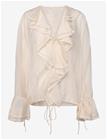 MANGO Ruffled Lyocell Blouse - LIGHT BEIGE - M