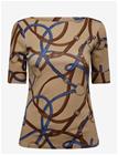 LAUREN RALPH LAUREN Belting-Print Cotton Boatneck Tee - CAMEL MULTI - M