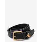 LAUREN RALPH LAUREN Logo-Keeper Leather Skinny Belt - BLACK - L