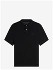 TOMMY HILFIGER Open Knit Relaxed Fit Polo - BLACK - L