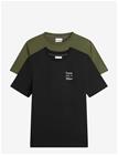 TOMMY HILFIGER 2 Pack Chest Graphic Reg Tees - BLACK HUNTSMAN GREEN - XL