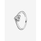 PANDORA Heart And Wishbone Sterling Silver Ring With Clear Cubic Zirconia - CLEAR - 60