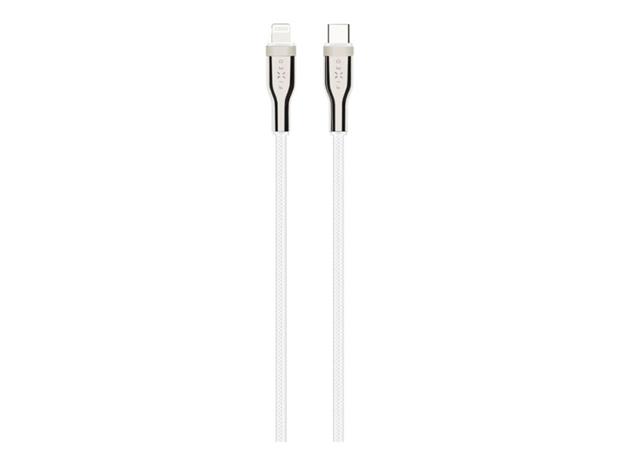 FIXED METAL USB-C/Lightning MFI punottu kaapeli 2m Valk. – kuva 2/2