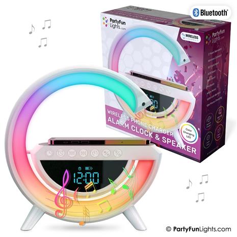 Party Funlight Alarm Clock & Speaker W/Phone Charger – kuva 2/2